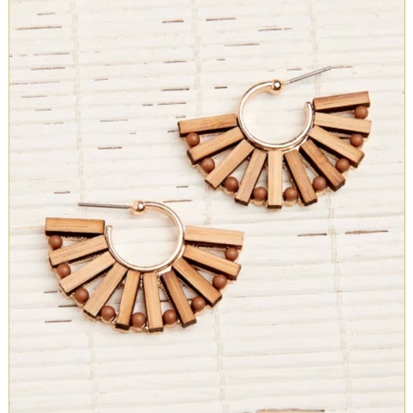 Beya Jewelry - Fan Shaped Wooden Earrings